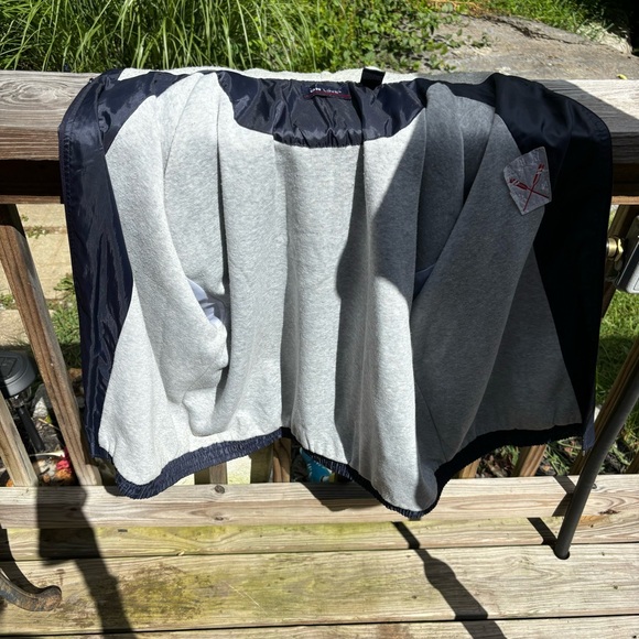 Vintage 90s navy stripped windbreaker men’s size X-Large vtg bars - Picture 3 of 8